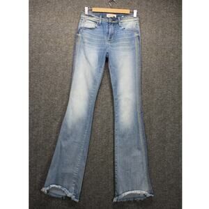 Driftwood Isabel Embroidered Striped Flare Jeans Size 25 light wash